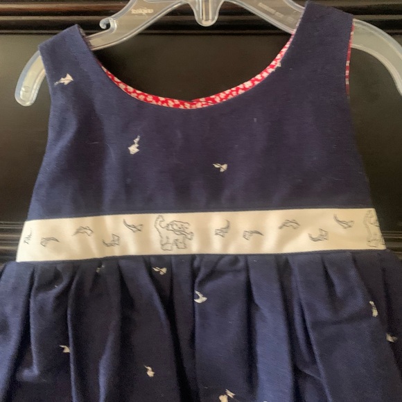 Poppy Navy Dress with White Whimsical Patterns - Picture 2 of 6